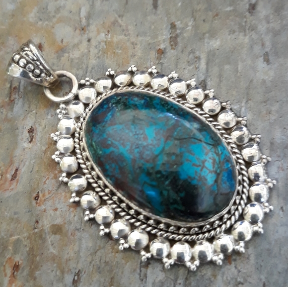 Rare Malachite, Azurite & Chrysocolla Pendant - Picture 7 of 8